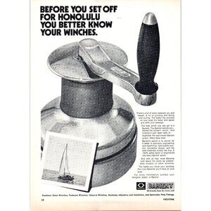 1971 Barient Winches Winch Vintage Print Ad Sailing Rigging Nautical Wall Art